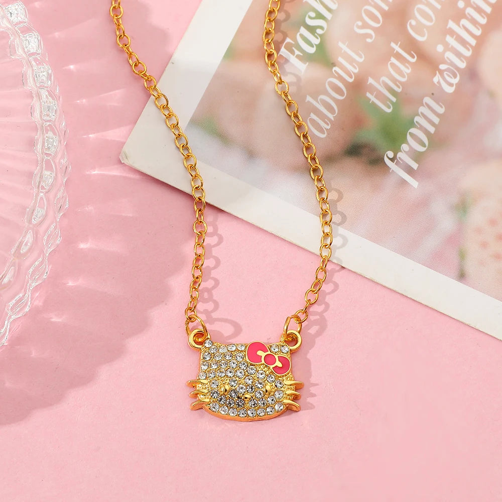 Sanrio HelloKitty Collection Sweet Cute Creative Enamel Pendant Necklace Fashion Charm Jewelry Girl Party Gift