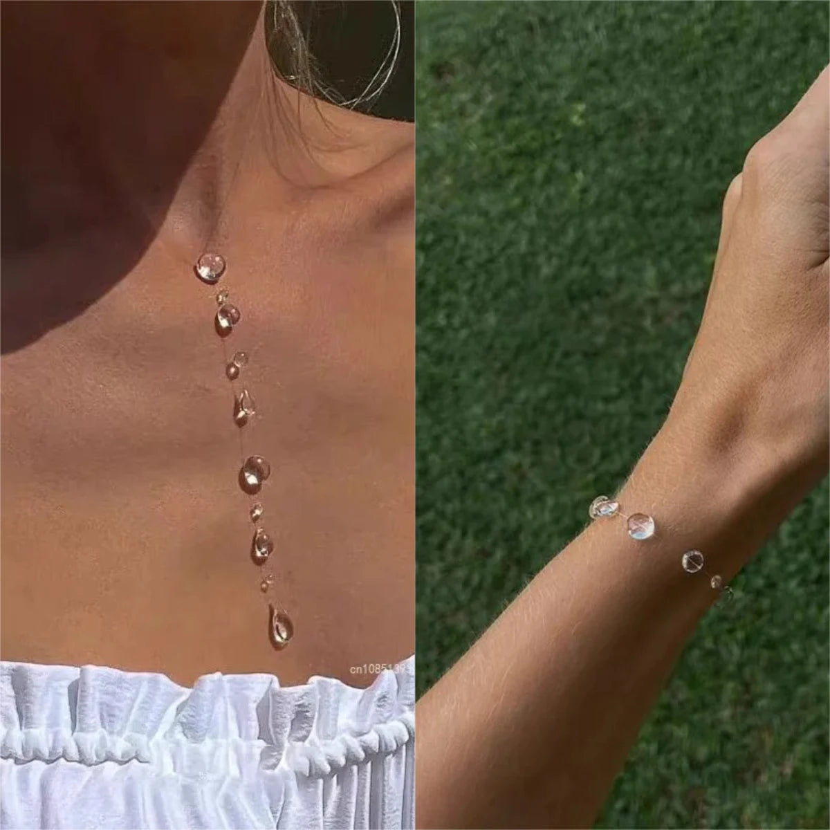 Handmade Water Drop Necklace, Raindrop Earrings, Resin Ice-Clear Dewdrop Jewelry, Alloy Women's Elegant Accessories