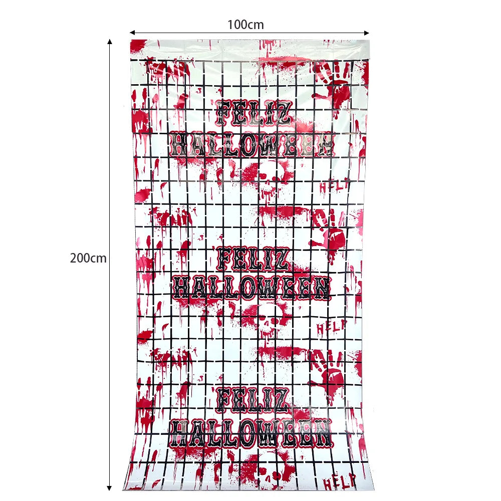 Halloween Decor Party Supplies Rain Squares Curtain Halloween Hanging Decorations Frightening Background Curtains Wall Props