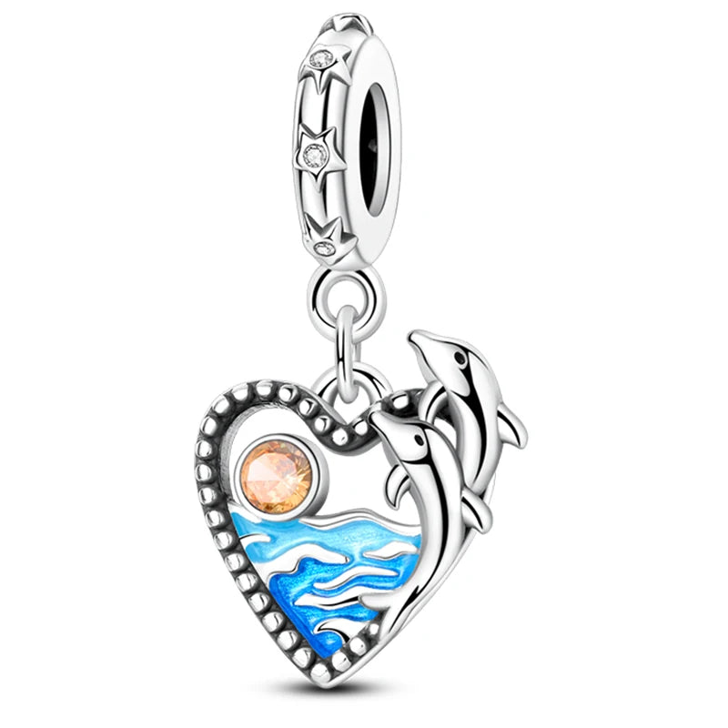 Hot Sale 925 Sterling Silver Ocean World Series Sea Turtle Starfish Little Crab Octopus Charms Bead Fit 925 Bracelet DIY Jewelry