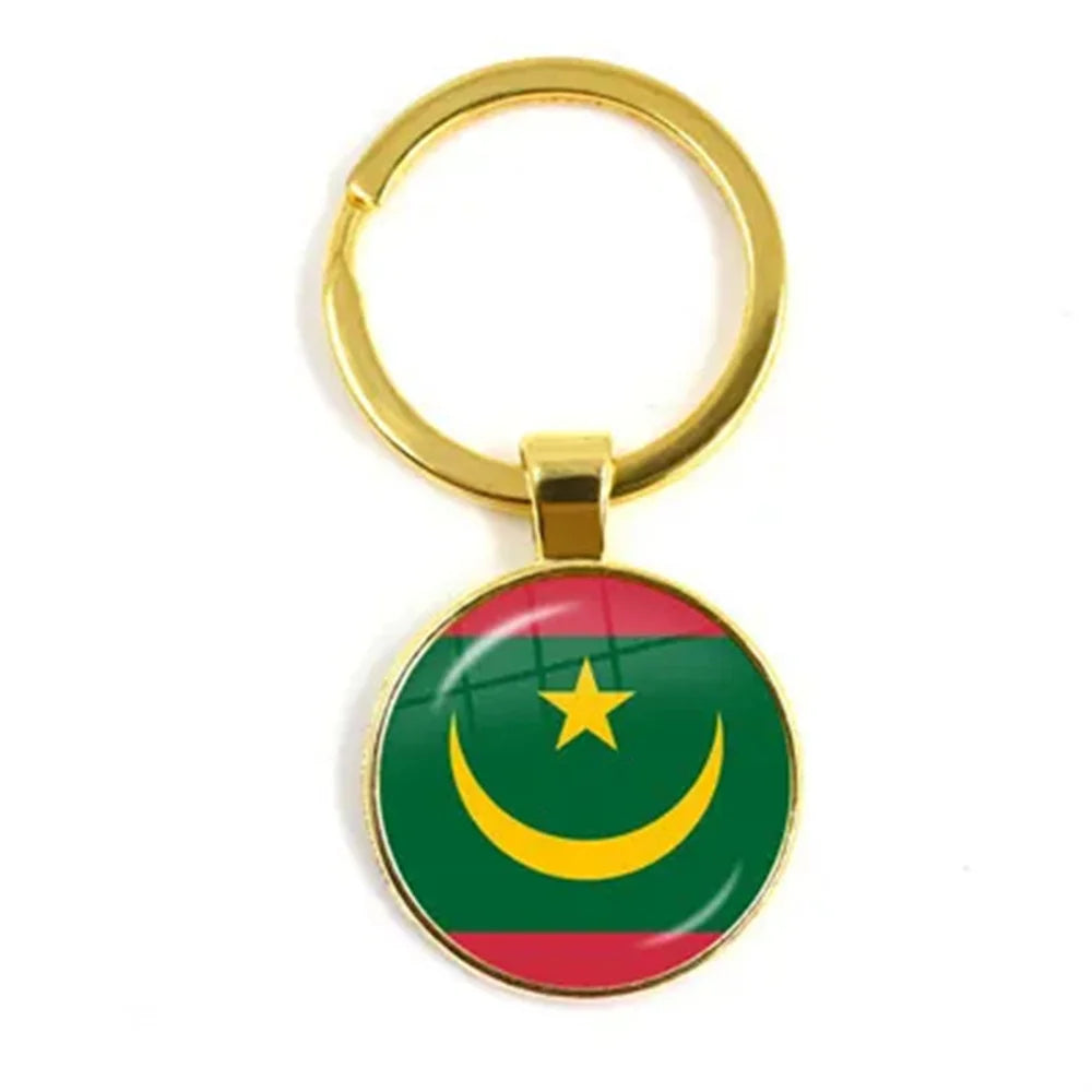 Western Sahara,Guinea,Saint Helena,Niger,Guinea-Bissau,Benin National Flag Keychain 25mm Glass Cabochon Key Rings For Gift