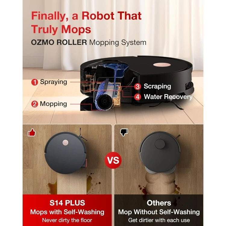 S14 Plus Robot Vacuum and Mop, 18,000Pa Suction, OZMO Roller Mopping, ZeroTangle 2.0, TruEdge 3D Sensor, All-in-One Statio