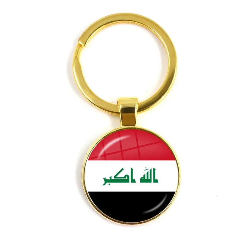 Iraq, Yemen, Nepal, Bangladesh, Maldives, Lebanon Flag Keychain 25mm Glass Keychain As a Gift To Friends  Gift