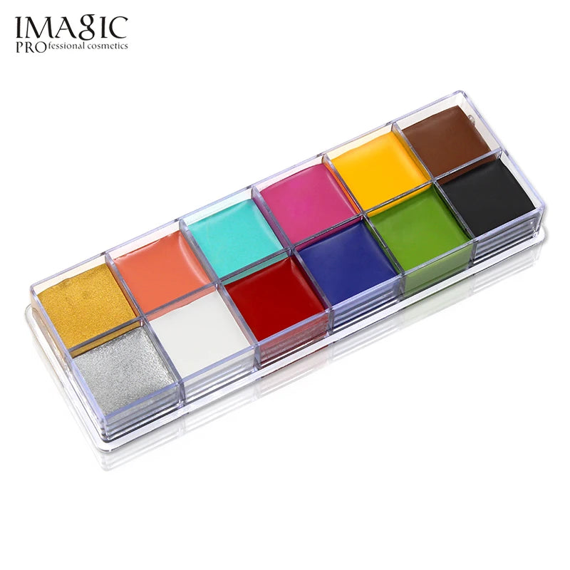 IMAGIC 12 Colors Flash Tattoo Face Body Paint Oil Painting Art Halloween Party Fancy Dress Beauty Makeup Tools