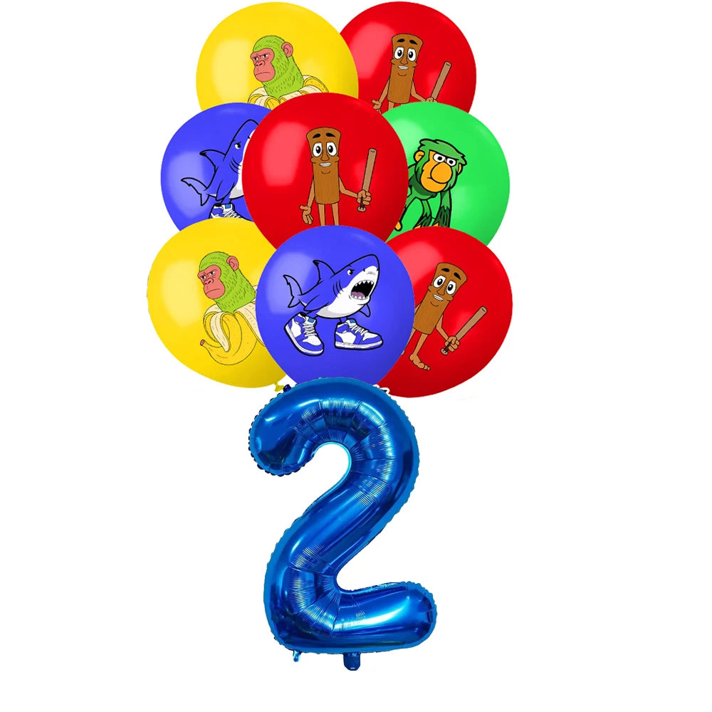 New Italian Brainrot Tablecloth Decorations Tung Tung Sahur Tralalo Theme Table Cover Tableware Set for Kids Birthday Party Gift