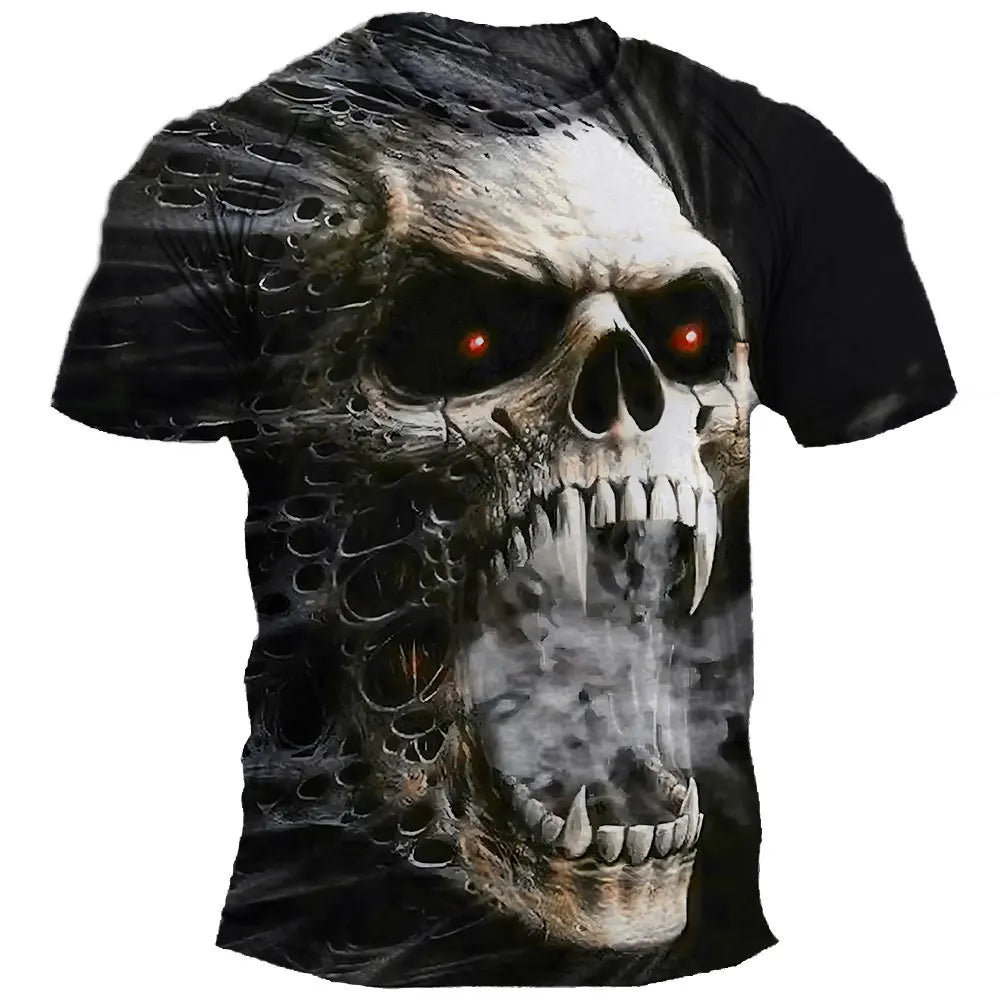 Men's T-Shirts Halloween Horror Skull T-Shirt Men Casual Short Sleeve Oversized T Shirt Hip Hop Streetwear Men Clothing Tee Tops