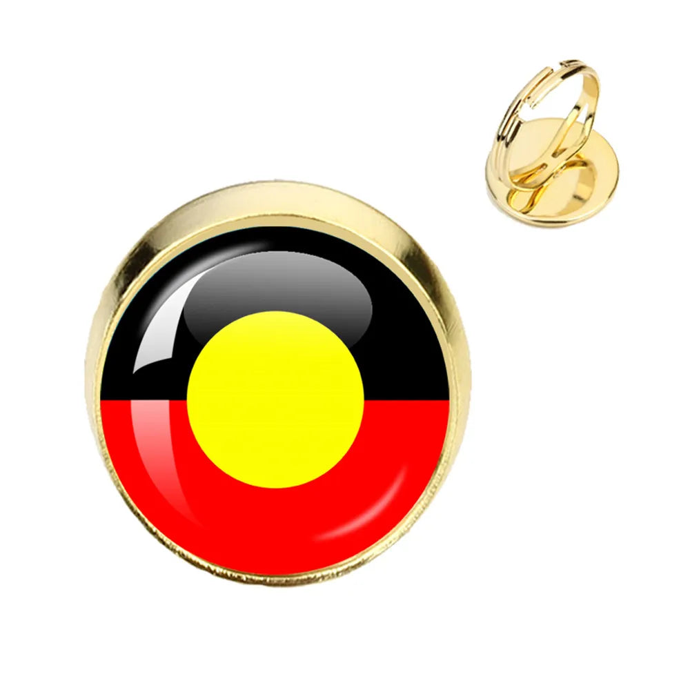 Australian Aboriginal Flag National Emblem Dangle Glass 25mm Key Chain Fashion  Key Chains Glass Cabochon Lady  Key Chains Jewel