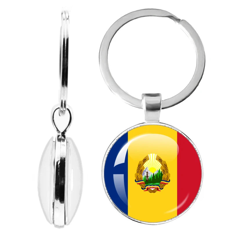 National Flag Glass Double-Sided Keychain Ethiopia Islas Canarias Kenya Sudan Madeira Melilla South Sudan Ceuta Seychelles