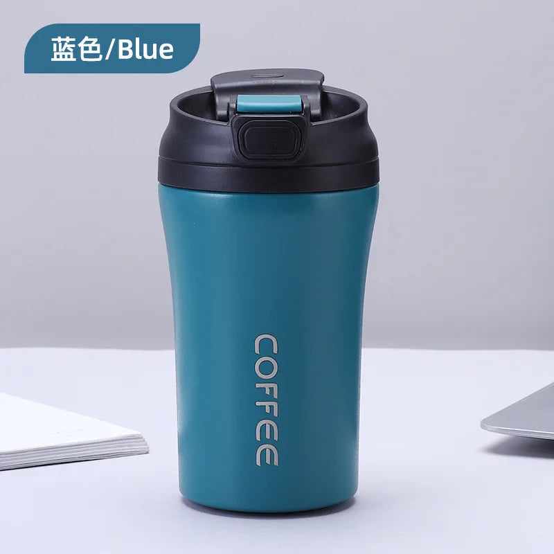 Stainless Steel Travel Mug with Straw, Portable Coffee Cup for Office/Car, Insulated Thermo Cup (13.5oz, Hot & Cold)