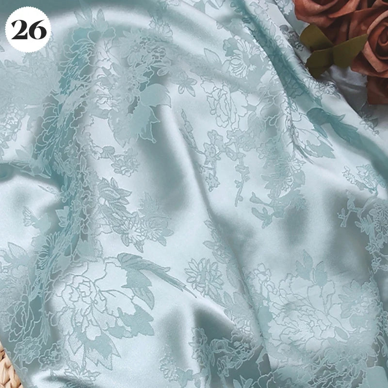 Floral Pattern Jacquard Damask Fabric Faux Silk Satin Brocade Fabric For DIY Sewing Cheongsam Hanfu Wedding Dress Garment Decor