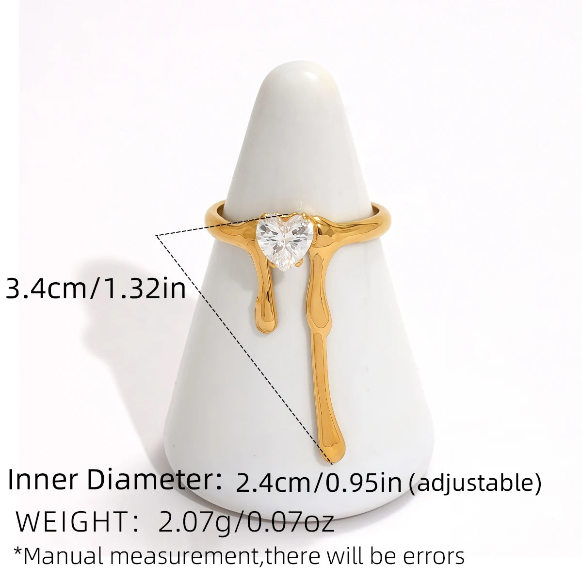 Statement Stainless Steel Delicate Shiny Cubic Zirconia Ring High Quality 18K Gold PVD Plated Finger Jewelry Gift