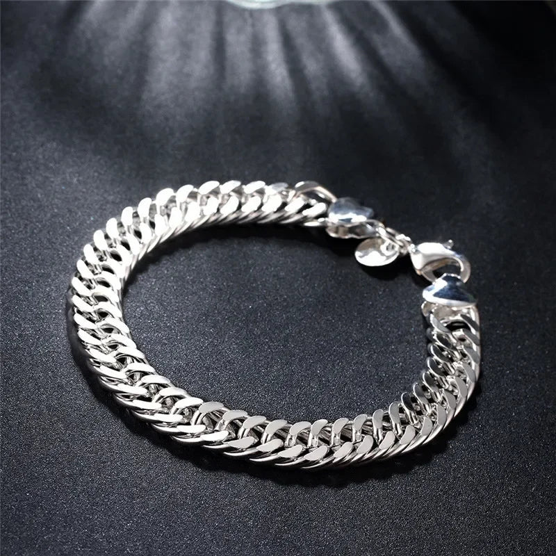 Genuine 925 Sterling Silver Noble Nice Chain Solid Bracelet For Women Men Charms Party Gift Wedding Engagement Fashion Jewelry
