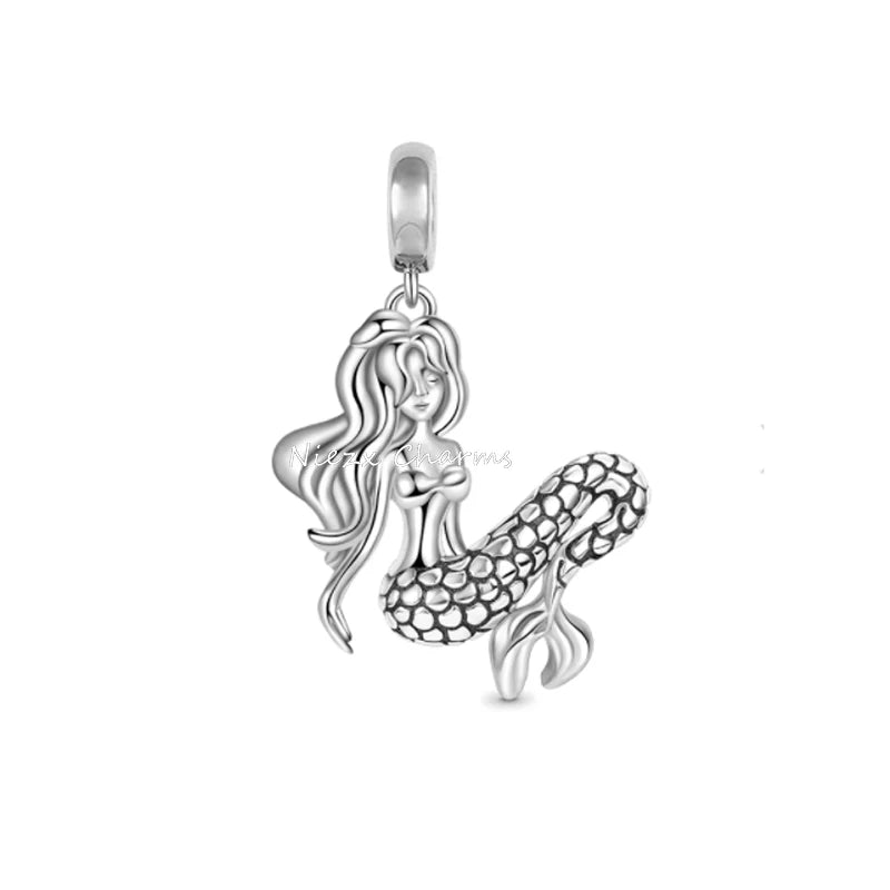 New 925 Sterlling Silver Elegant Blue Ocean Mermaid Koi Crab Charm Pendant Fit Original Bracelet DIY Women Jewelry Accessories