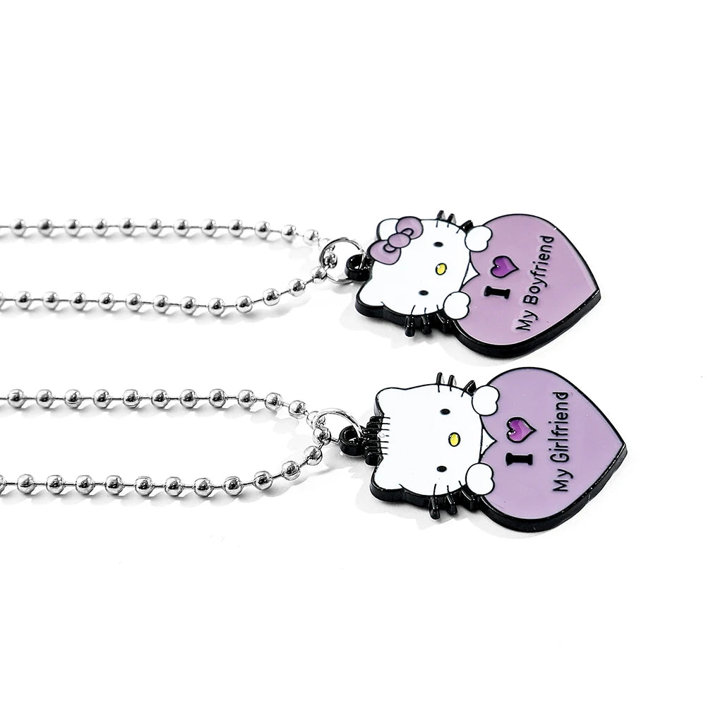 Hello Kitty Bead Necklace 1 PC Cartoon Anime Metal Pendant Unisex Birthday Christmas Gift for Boyfriend Girlfriend