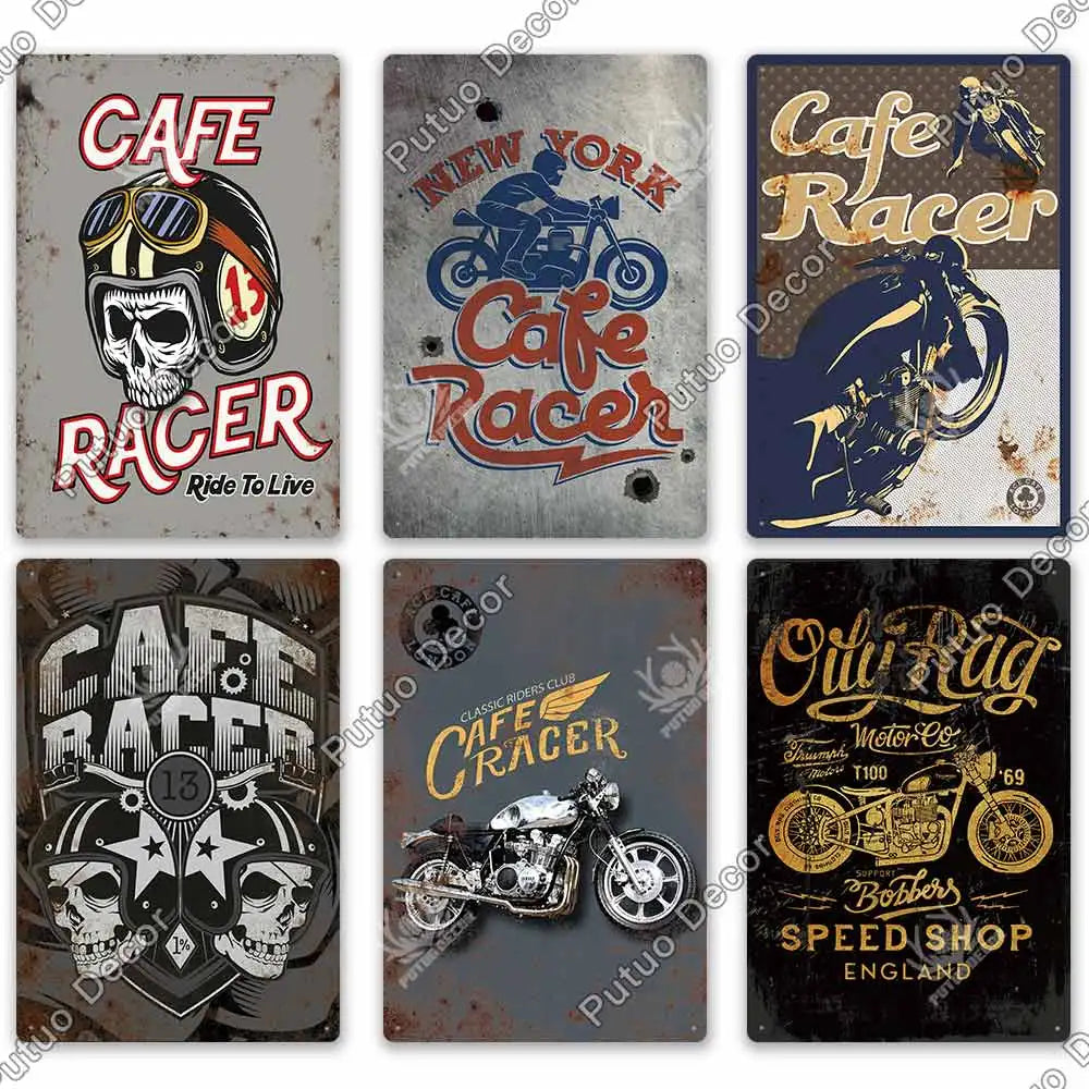 Putuo Decor Cafe Racer Vintage Tin Sign Plaque Metal Wall Art Stickers Garage Man Cave Pub Bar Retro Poster Iron Painting