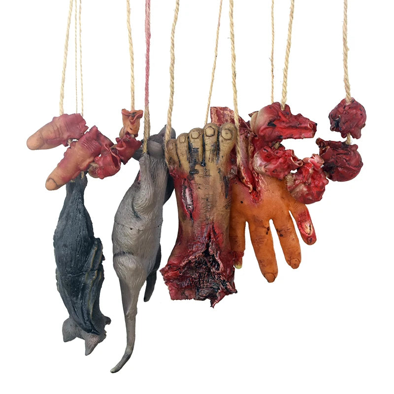 Halloween Horror Hanging Pendant Fake Dead Mouse Bat Broken Hand Feet Halloween Party Home Haunted House Scary Decoration Props