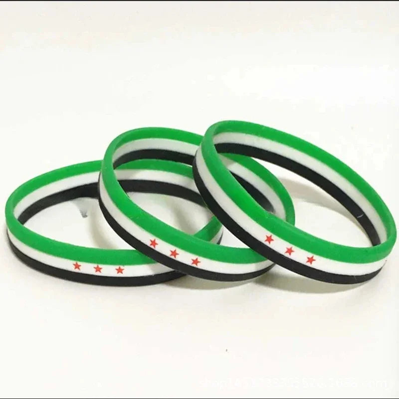 Syria Flag Silicone Rubber Bracelets Sports Wrist Band Bangle for Women Men Special Gift for Lover Healthy Exercise Keychains