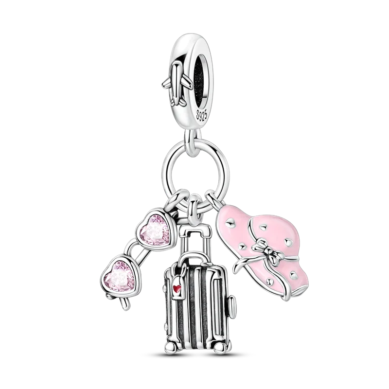 Original Charms Bead 925 Sterling Silver Inlaid Zirconium Bowknot Love Heart Balloon Pendants Fit Bracelet DIY Jewelry Marking