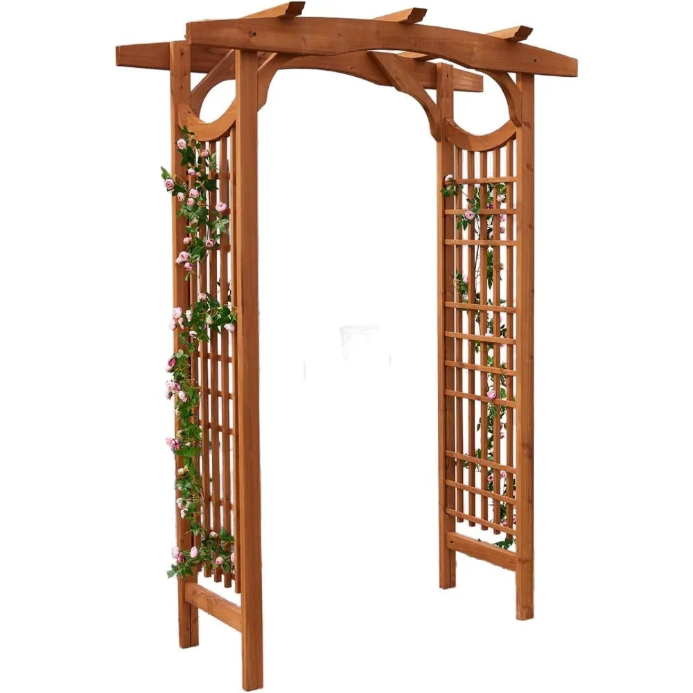 Solid Fir Wooden Garden Arch Premium Outdoor Trellis for Climbing Plants, 83.12”H×59”W×29.75’’D, Also can be Used for Wedding an