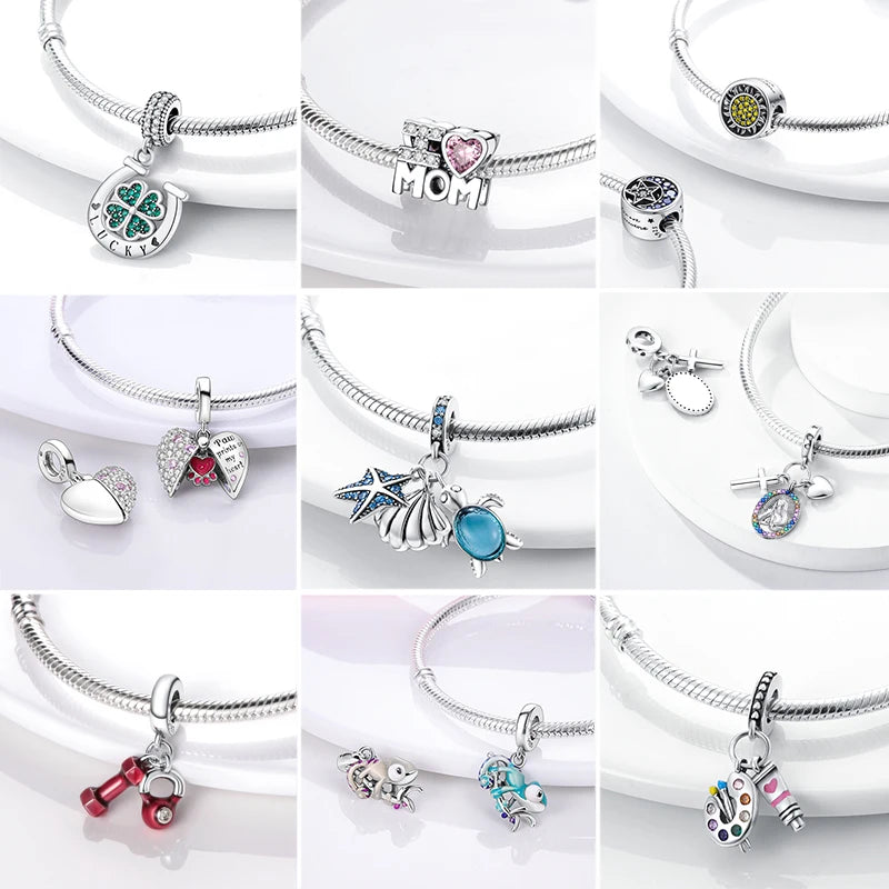 925 Sterling Silver Strawberry Turtle Owl Charm Beads Suitable For Original Bracelet Women DIY Jewelry Making Birthday Gifts