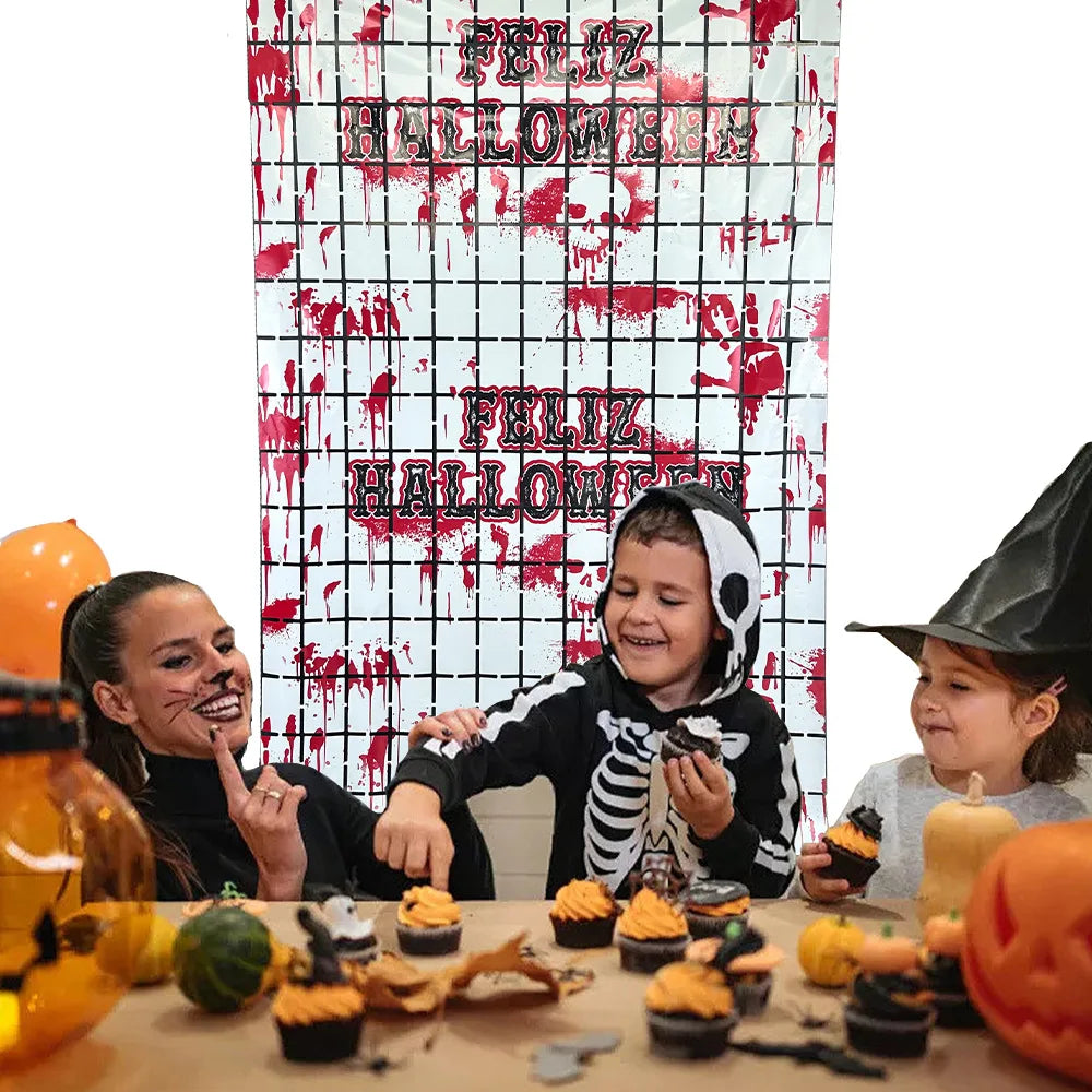 Halloween Decor Party Supplies Rain Squares Curtain Halloween Hanging Decorations Frightening Background Curtains Wall Props