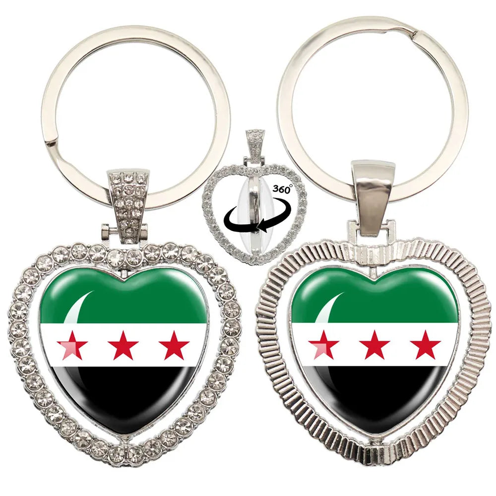 Syria National Flag Glass Cabochon Pendant Keychain Metal Keychain Fashion For Women Men Charm Handmade Car Keyring Jewelry Gift