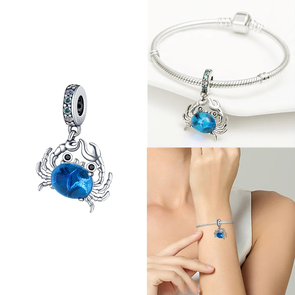 Original Treasure Box Marine Octopus Crab Pirate Charms 925 Silver Beads Fit Bracelet Women Accessories Jewelry Diy Gift Party
