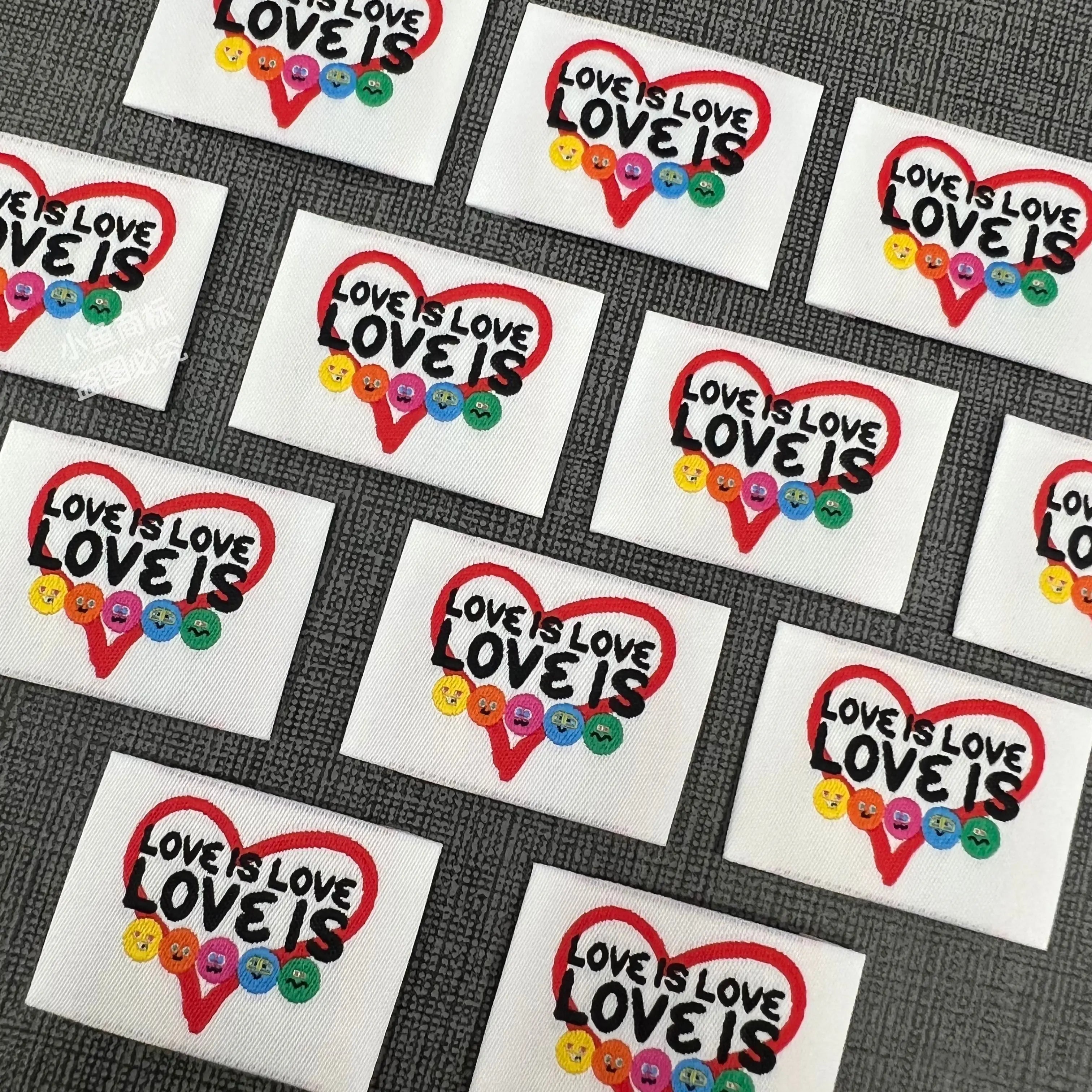 LOVE IS LOVE Woven Label - Cute Cartoon Letter Fabric Patch - DIY Sewing Embroidered Tags for Clothing/Bags/Crafts - Ready Stock
