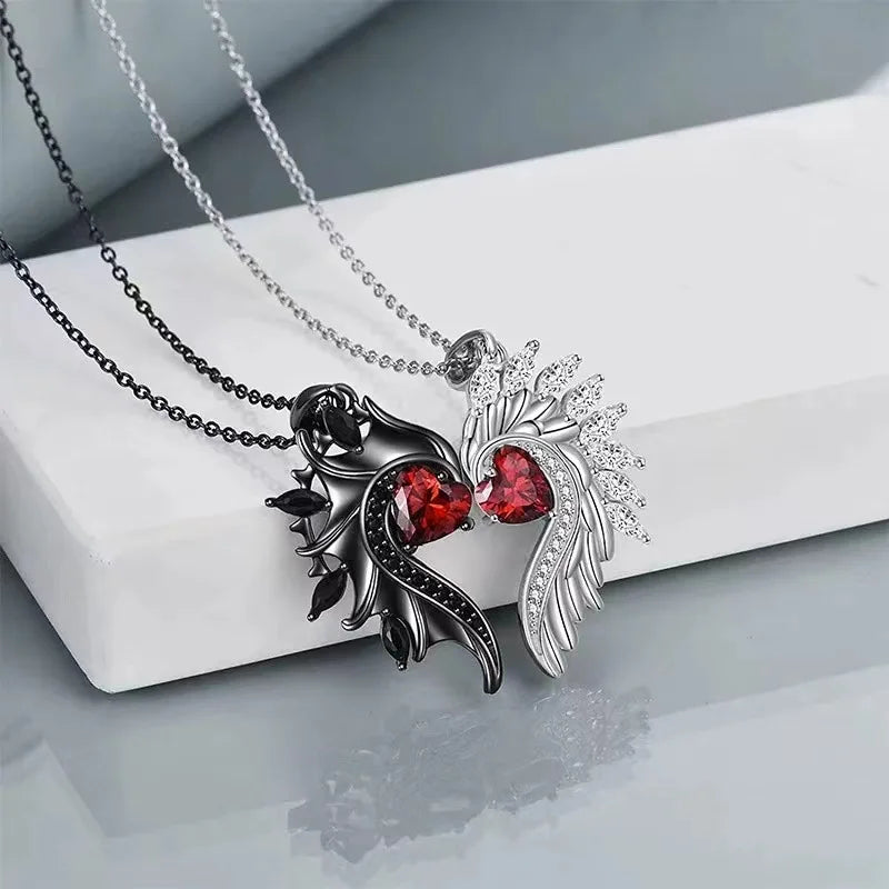 Valentine's Day gift necklace, angel demon wings, niche design pendant