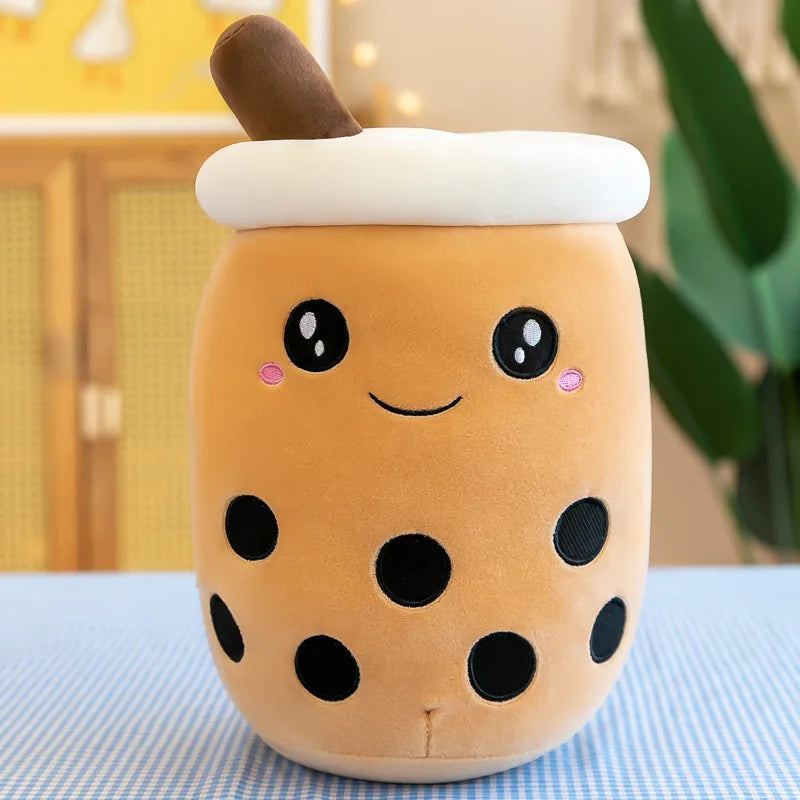 24CM Cute Stuffed Boba Plush Bubble Tea Real-life Bubo Food Milk Cup Plushie Pillow Soft Kawaii Plush Toys Gifts for Kids Baby