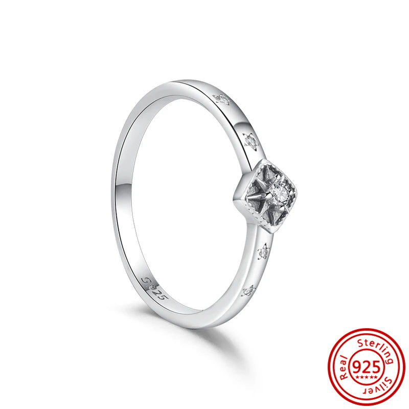 Sale 925 Sterling Silver Women Rings Moon Four Leaf Clover Snowflake CZ Original Sparkling For Women Pantaro Jewelry Anniversary