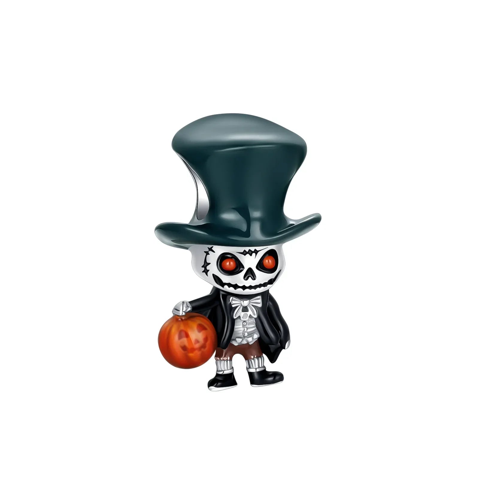 Original 925 Sterling Silver Halloween Charms Pumpkin Skull Witch Ghost Bead Earrings Pendant Fit Bracelet Necklace Jewelry