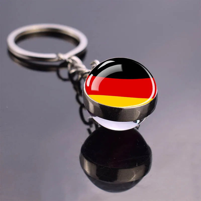 Europe Countries Flag Glass Ball Keychain Russia France Spain UK Italy Poland Ukraine Flag Keyring Travel Gift