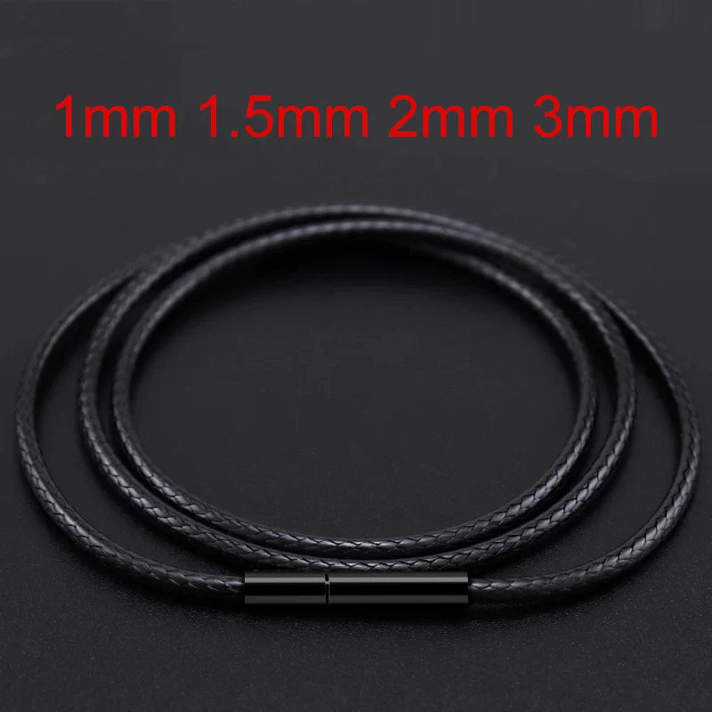 Black Leather Chain Necklace for Diy Women Men Handmade Braid Rope Long Necklace 40/50/60/70CM Neck Pendant Chain Jewelry Gift