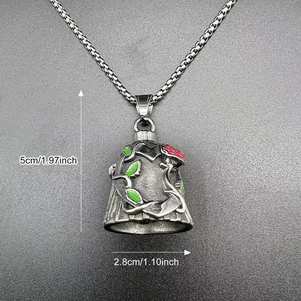 Key Chain for Motorcycle Enthusiasts Steel Riding Bell with Engraved Rose Vines Motorcycle Gremlin Bells Set with Key for Bikers