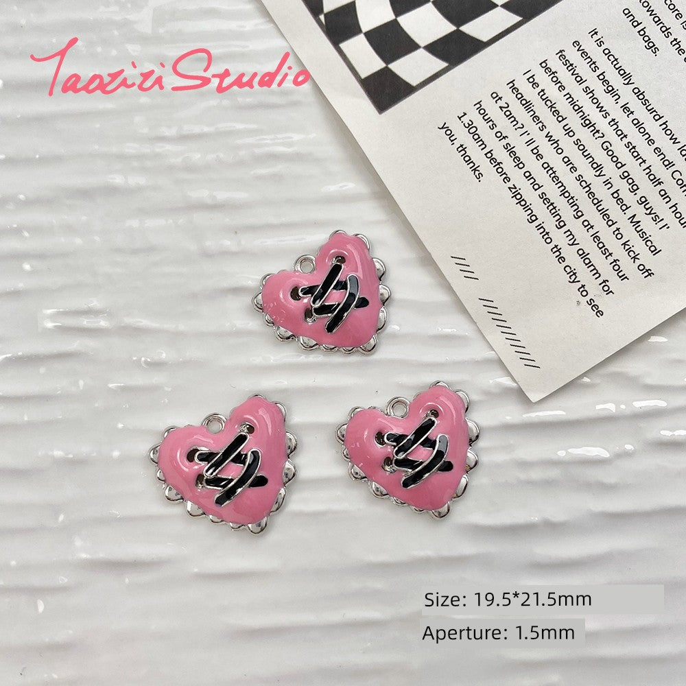 Sweet Cool Black Pink Sexy Liquid Alloy Pendant DIY Handmade Beaded Material Bracelet Necklace Ornament Bead Accessories