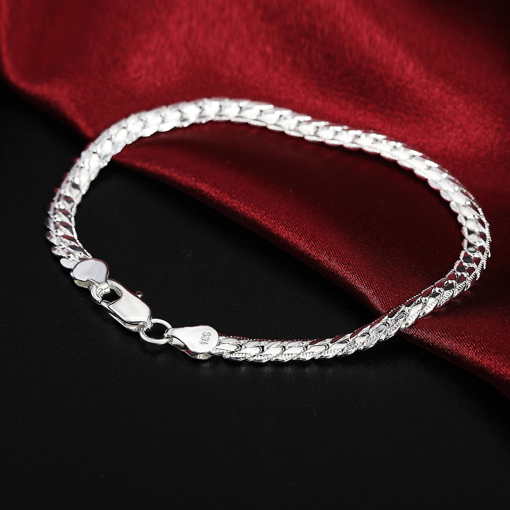 Fashion charm 925 Sterling Silver Bracelet for man woman Twisted rope chain fine jewelry Wedding party Christmas gift