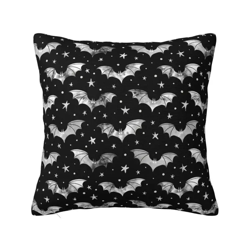 Custom Gothic Halloween Lace Bats Cushion Cover 45x45 Cm Polyester Throw Pillow Case For Sofa Living Room Decoration Pillowcase
