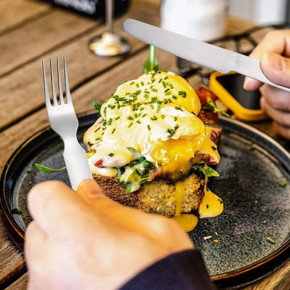 4 Pack Portable Cutlery Set for Camping Stainless Steel Cutlery Set Outdoor Travel Cutlery with Bottle Opener and Foldable