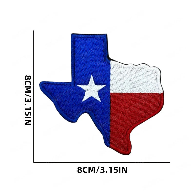 State of Texas Flag Full Embroidery Patches PVC Rubber Appliques TX Lone Star Tactical Decoration Badges For Clothing Backpack
