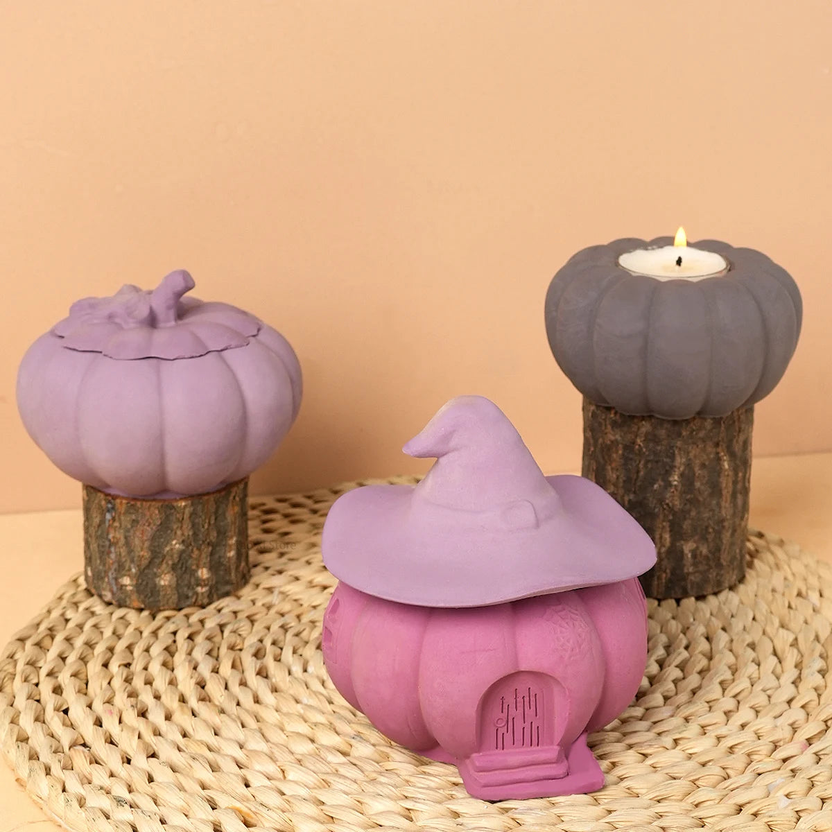 3D Halloween Storage Box Silicone Mold DIY Witch Pumpkin Candle Jar Crafts Making Plaster Resin Planter Casting Molds Home Decor