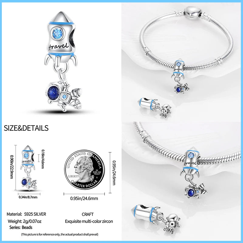 100% 925 Sterling Silver Hot Air Balloon Suitcase Graduation Travel Series Charm Beads Fit Qikaola Original Bracelet DIY Jewelry