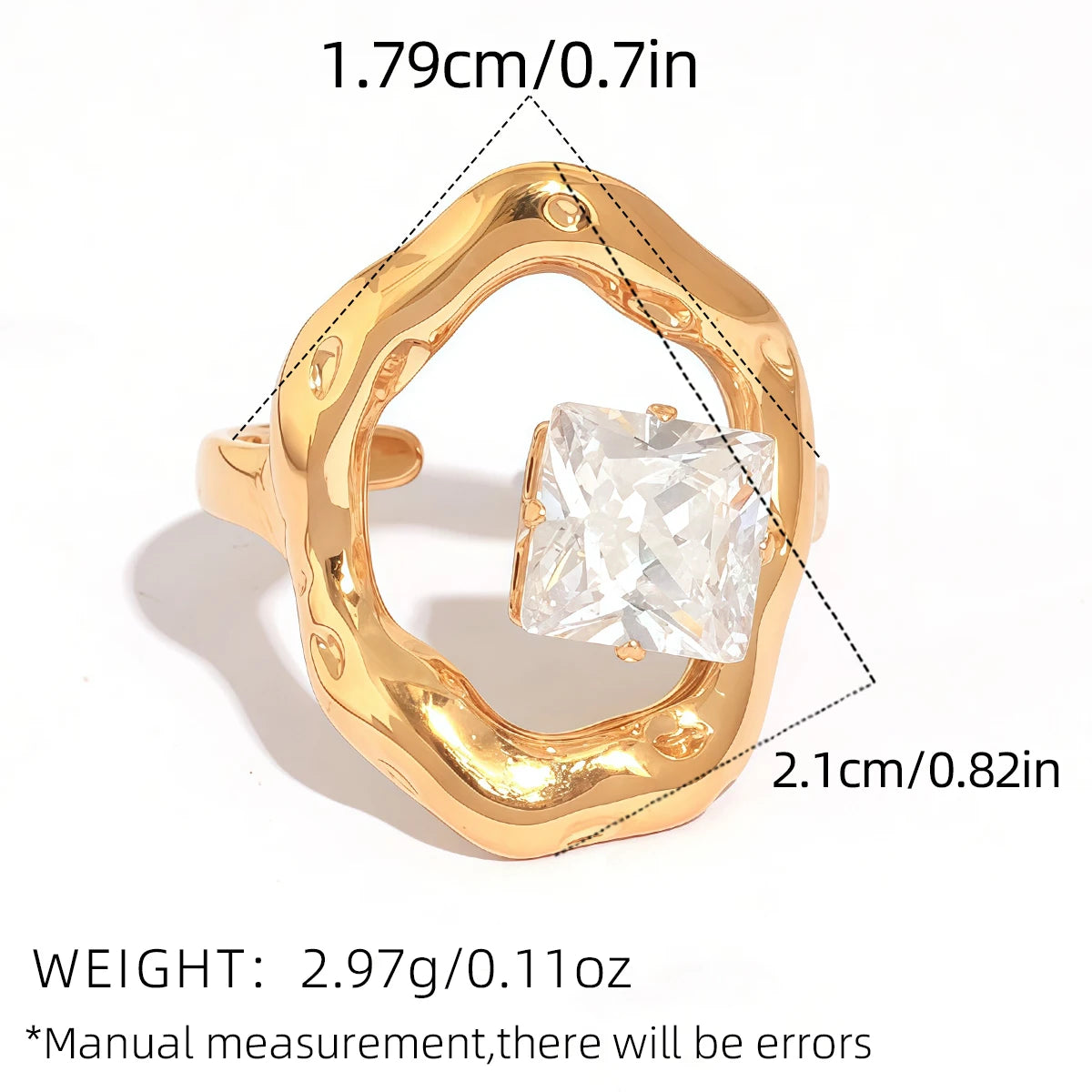 Statement Stainless Steel Delicate Shiny Cubic Zirconia Ring High Quality 18K Gold PVD Plated Finger Jewelry Gift