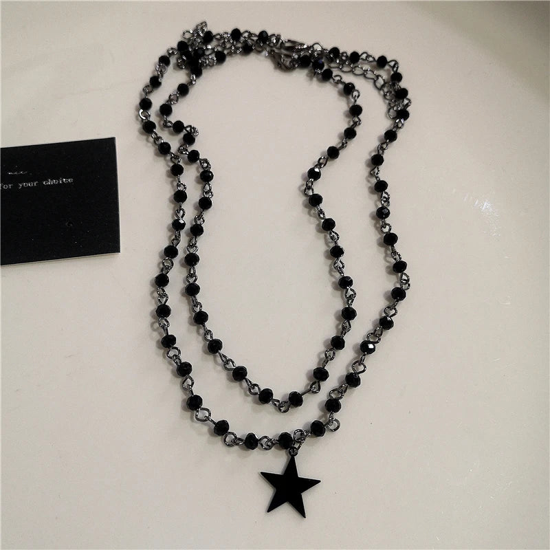 Punk Rock Y2K Black Star Cross Red Heart Pendant Ghost Claw Choker Chain Necklace Men Women Goth Vintage Grunge EMO Accessories