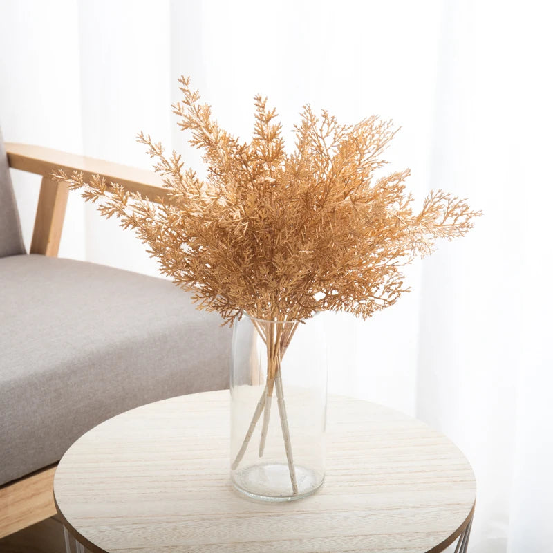 Gold Plastic Artificial Plants Balcony Bonsai DIY Flower Arrangement Eucalyptus Leaves  Autumn Home Party Christmas Decorations