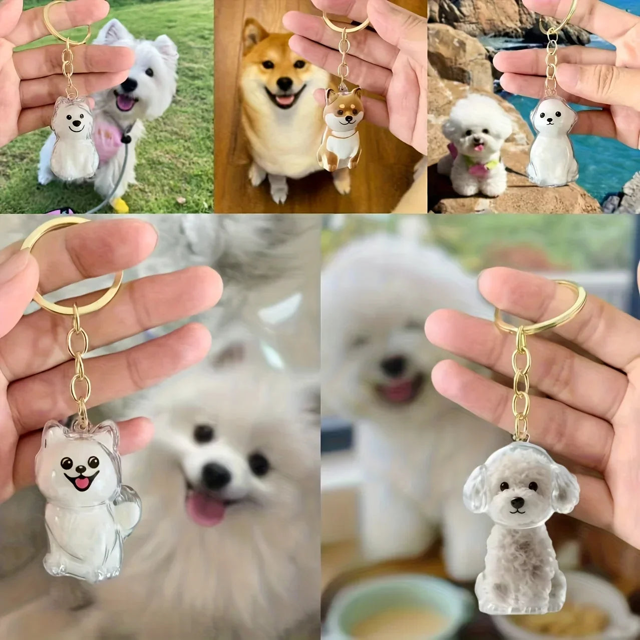 Cute Dog Pendant Keychain Pet Hair Collection Memorial Capsule With Key Ring Unique Keychain Novel Trendy Souvenir for Pet Lover