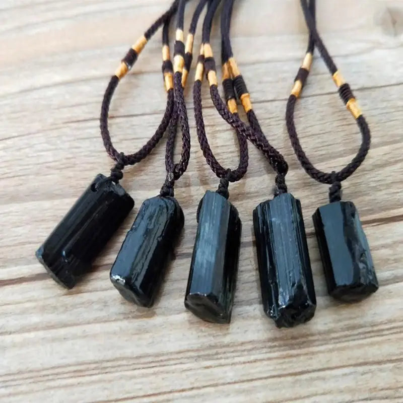 Healing for Raw Gemstone Pendant Necklace Natural Crystal Black Tourmaline Stone Necklace Jewelry Decor Gift for Girls B