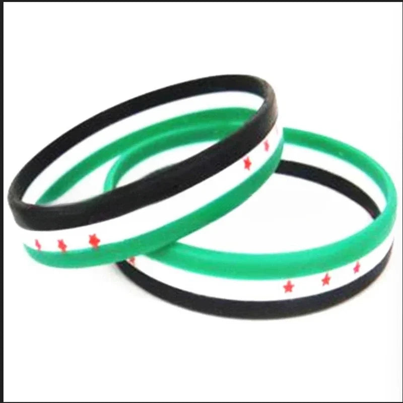 Syria Flag Silicone Rubber Bracelets Sports Wrist Band Bangle for Women Men Special Gift for Lover Healthy Exercise Keychains