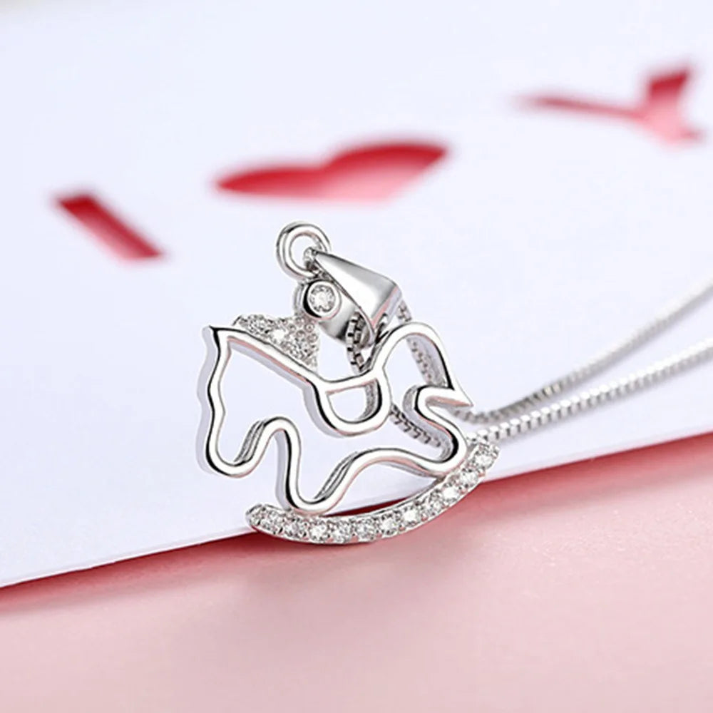 New 925 Sterling Silver Necklace For Women Round Pendent Sparkling Pave CZ Necklace Fashion Anniversary Birthday Jewelry Gifts