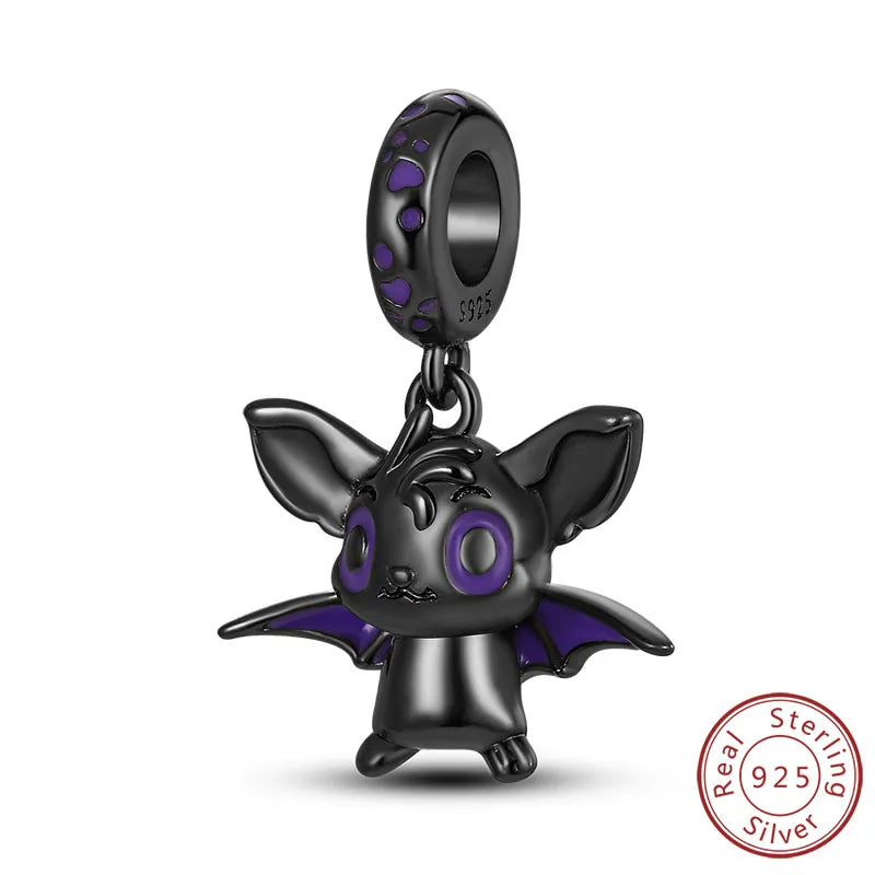 Halloween Charm Bead Pendant 925 Sterling Silver Pumpkin Witch Doll Skeleton Mummy Candy Charm Fit Original Bracelet DIY Jewelry